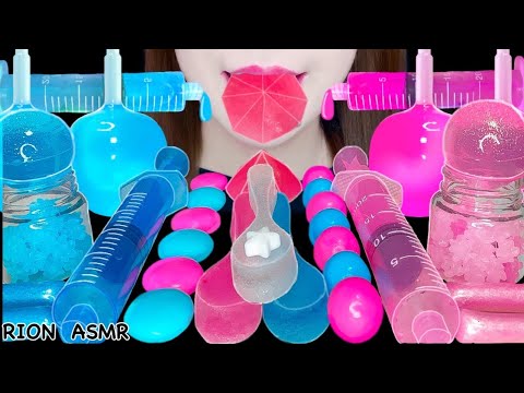 【ASMR】【咀嚼音 】PINK&BLUE DESSERTS KOHAKUTO KONPEITO SPOON MUKBANG 먹방 食べる音 EATING SOUNDS NO TALKING