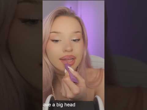 pink asmr girl applies lipgloss mouth popping sounds #asmr #tingles