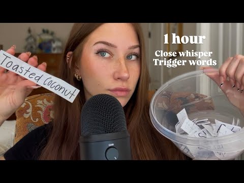 ASMR 1 Hour Repeating Trigger Words✨| Close Whispering, Mouth and Paper Sounds for Sleep