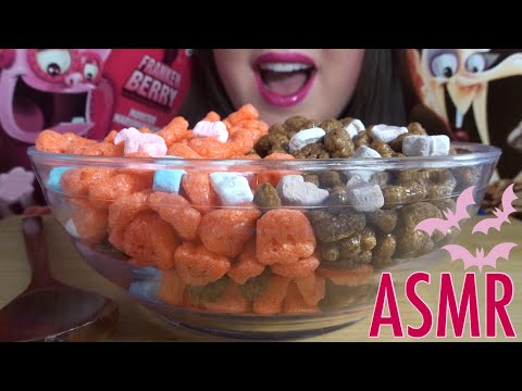 ASMR Count Chocula & Franken Berry Cereal [Limited Edition] Crunchy Eating Sounds!