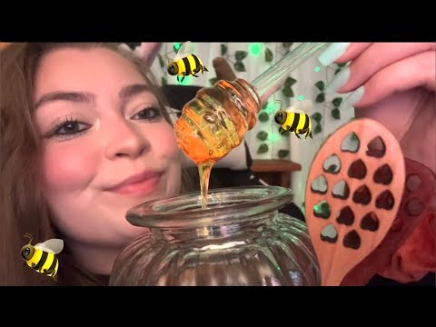 ASMR Honey Spoons 🍯💤 (with 4 different honey spoons) #asmrmouthsounds #asmrvideo #asmrsounds