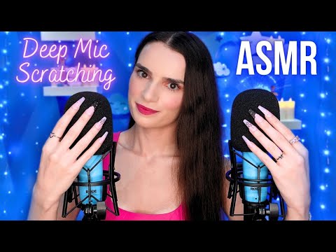 ASMR 1 Hour of DEEP Mic Scratching with 2 MICS 🎙️🎙️ & Long Nails 🩷 No Talking for Sleep | 4K