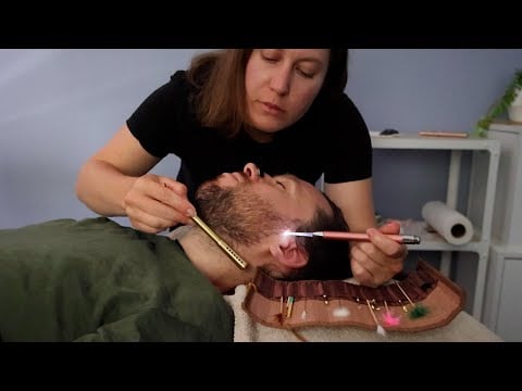 ASMR Ear Cleaning | Gave Him Brand New Ears with Plucking, Feathers, Moxibustion
