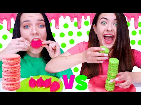 Pink Food VS Green Food Challenge 핑크색 초록색 챌린지 ASMR Eating LiLibu