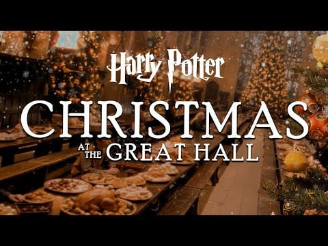 🎄Christmas in the Great Hall ·✶· Harry Potter inspired Ambience 🎄 Fireplace sounds & Soft chatter