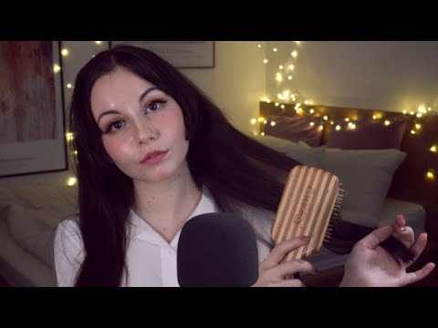 ASMR playing with my hair (brushing, braiding, whispering)