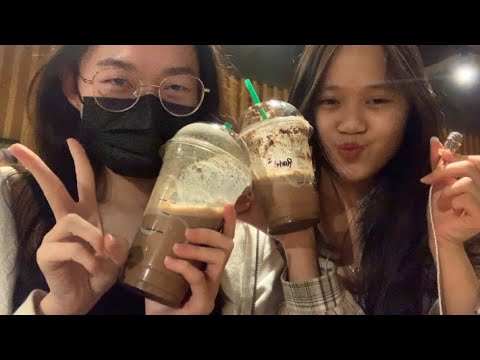 TRYING ASMR IN A STARBUCKS W MY FRIEND ( soft spoken or fail? Idk 💀 public asmr )