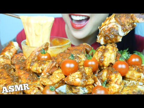 ASMR SEAFOOD BOIL (KING CRAB + LOBSTER + SHRIMP + MUSSEL) FIRE CHEESE SAUCE | NO TALKING | SAS-ASMR