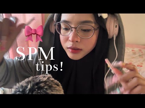 ASMR ♡ SPM//STUDY TIPS FOR MALAYSIAN STUDENTS🇲🇾🎀👀 (whispers, nail clacking, mic brushing)