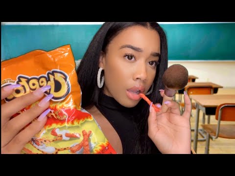 ASMR Hot Cheeto Girl Does Your Make-up In Class 💁🏽‍♀️💄 ASMR Make-up Role-play