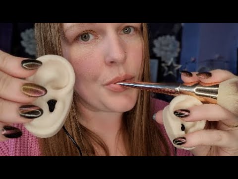ASMR Ear Digging, Mouth Sounds, Brushing, Whispering.