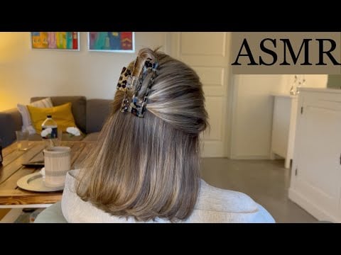 ASMR | BOB HAIR STYLING 🌛 hair clips, ponytail, buns, hair brushing, curling, no talking)