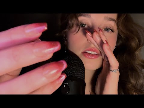 ASMR very up close clicky whispers (show and tell press on nails)