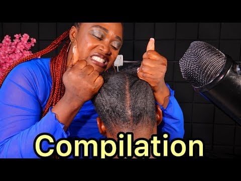 ASMR✨INTENSE Afro Comb Hair Parting,Toothbrush Scalp Scratching & Satisfying Hair Greasing& Trimming