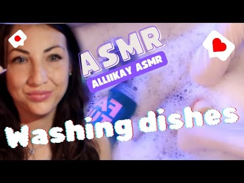 ASMR WASHING DISHES with LONG LATEX GLOVES