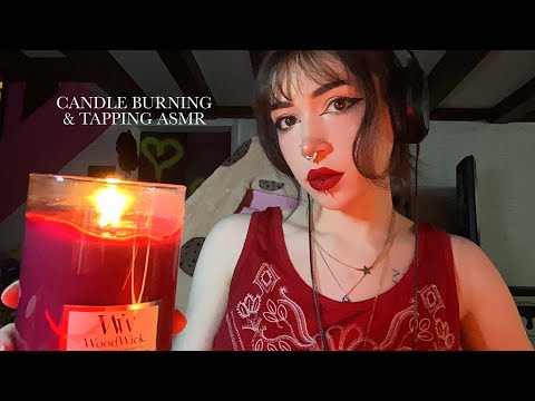 Wood Wick Candle Burning ASMR | Tapping, Scratching, Crackling Sounds, Whispering