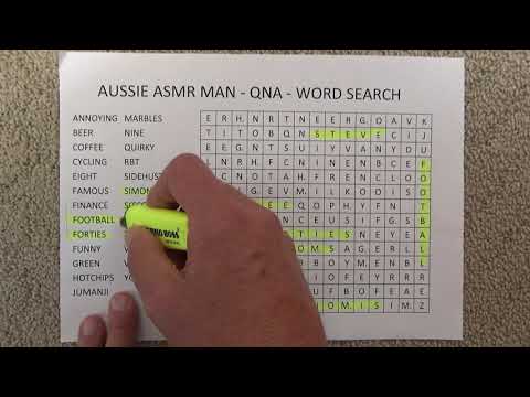 ASMR - QNA Word Search - Australian Accent -Chewing Gum & Whispering Q&A Facts about Aussie ASMR Man