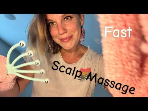 [ASMR] Fast & Aggressive Scalp Massage With Exfoliating Gloves And A New Tool With Rollerballs