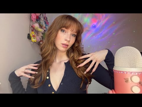 ASMR | Fabric Sounds & Hair Play with Long Nails 