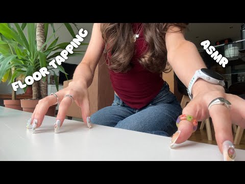 ASMR Floor tapping and scratching! (Fake nails, fabric scratching, visual triggers)