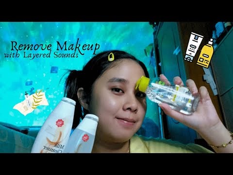 ASMR Temenin aku untuk hapus make up aku (removing my makeup) 💛💙💦 [Layered Sounds ASMR]