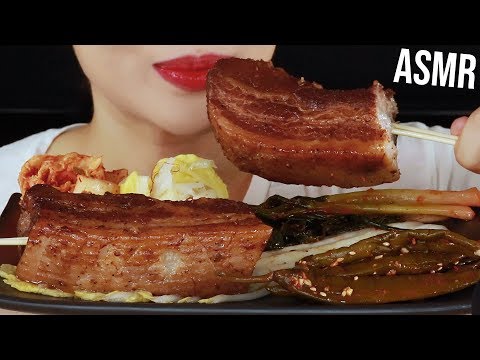 ASMR PORK BELLY CHUNK & KIMCHI 통삼겹살+김치 리얼사운드 먹방 Eating Sounds Mukbang