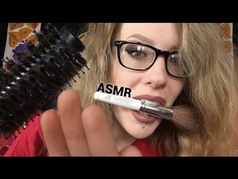 ASMR LOVING BITCHY BIG SISTER BABYSITS YOU (Hair Brushing, Face Brushing, Makeup On Both Of You)