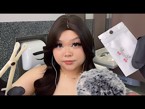 ASMR sketchy student pierces your nickles🍒🪡 in the school bathroom 🚽 (realistic)