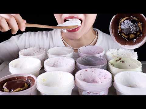 ASMR Thick & Creamy Greek Yogurt Mukbang | Assorted Flavors Eating Sounds (No Talking)