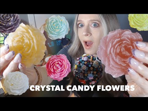 ASMR Crystal Candy Flowers Mukbang | Whispered Eat With Me