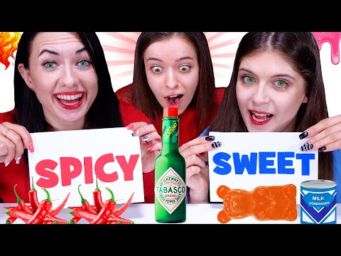 ASMR Spicy VS Sweet Food Challenge | Mukbang By LiLiBu