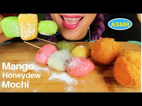 ASMR 모찌, 하와이 유명음식 안다기 먹방| MANGO MOCHI + HONEYDEW MOCHI ANDAGI EATING SOUND|CURIE. ASMR