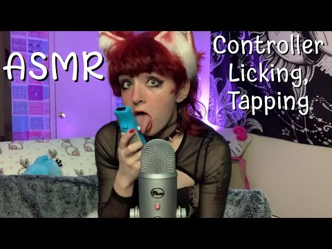 ASMR | Controller licking with tongue piercing | Mouth sounds | Controller sounds