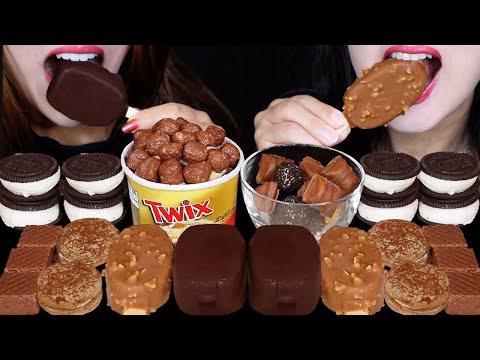 ASMR MINI DESSERTS (DARK CHOCOLATE DOVE ICE CREAM BARS, FERRERO KINDER CEREAL, TWIX ICE CREAM 먹방