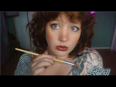 ASMR inaudible whispers & body triggers (tracing, brushing, collarbone tapping, hands rubbing )