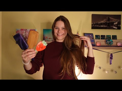 ASMR Hair Brushing, Flipping & Hair Over Face (Soft Spoken Whispering)