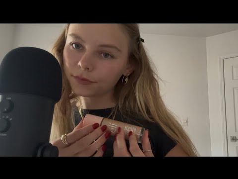 ASMR nail and product tapping, whispers🍒