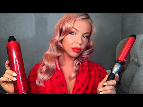 ASMR | Curling & Brushing My Hair | Old Hollywood Waves