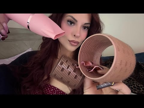 ASMR - Doing Your Hair Rollers 🎀 Before A Party Roleplay (+ Blow Dryer) 