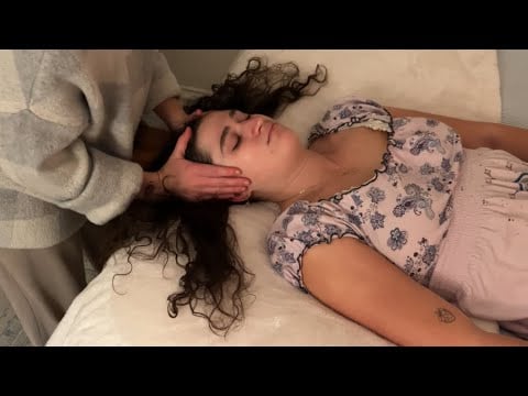 ASMR doing my sister’s skin care treatment before she sleeps 🫧 