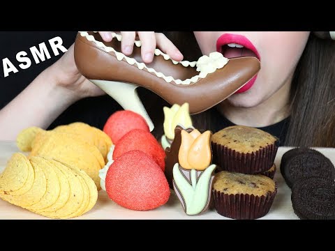 ASMR EDIBLE TULIPS, BLONDIES, TORTILLA PRINGLES & EDIBLE SHOE (EATING SOUNDS) No Talking 먹방