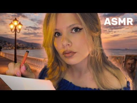 АСМР рисую твой портрет у моря ✨ снятие мерок ✨ полуразборчивый шепот 