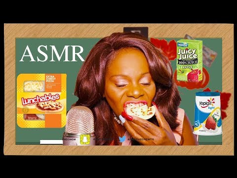 Pizza ASMR Eating Sounds YUM |CHEWY Candy | Lunchable