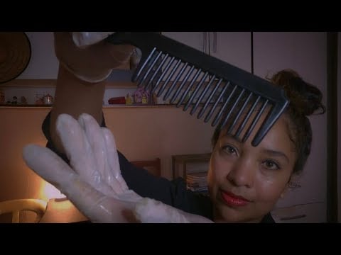 ASMR Tratando a coceira do seu couro cabeludo (lavagens, pente, enxágue, shampoo, luvas, massagens)🌿
