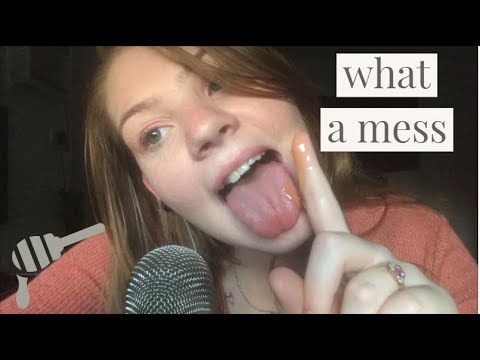 ASMR licking honey off fingers