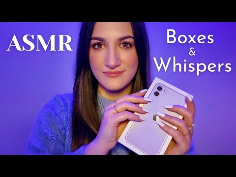 ASMR • Scratchy Tapping on Boxes (Close Whispers) • Mouth Sounds