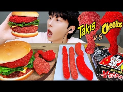 ASMR MUKBANG | 타키스 VS 치토스 & 치즈스틱 불닭볶음면 가래떡 양념 치킨 먹방 & 레시피 Takis, Cheetos EATING