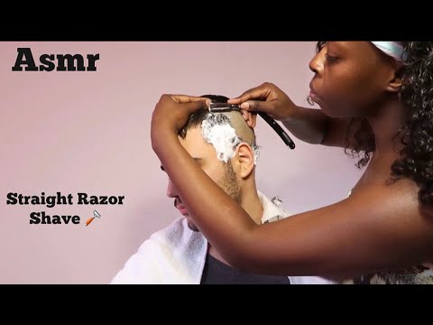 Asmr Best Female Barber 💈 Straight Razor Shave | So Satisying To Watch