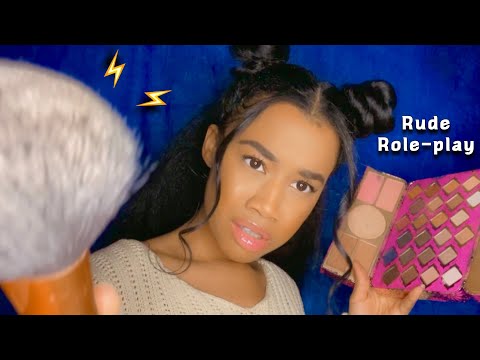 [ASMR] Fast & Aggressive Make-up Application | Rude Make-up Artist Role-play⚡️💄