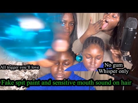 ASMR 🔱 Fake spit painting, no gum head scratching, greasing between corn row.